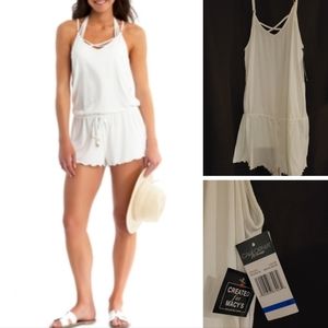 California Waves Romper Pull on Cover Up XL NWT White